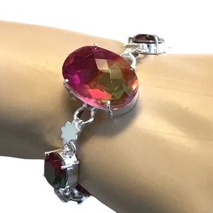 Two Tone Pink Yellow Tourmaline Bracelet Bicolors Gemstone